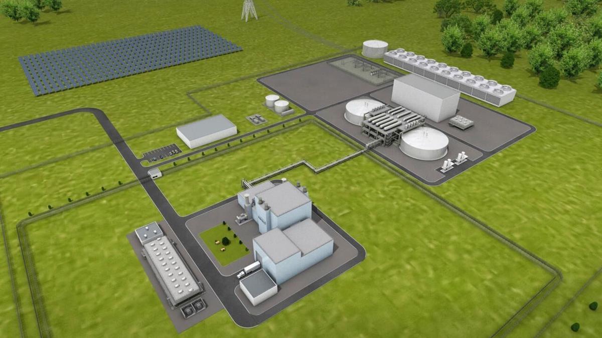 Bill Gates' nuclear energy company TerraPower and utility Rocky Mountain Power plan to bring a nuclear power plant, to Wyoming. The small modular reactor will make use of a molten salt energy storage system. Note: this image a rendering of the nuclear power plant.
